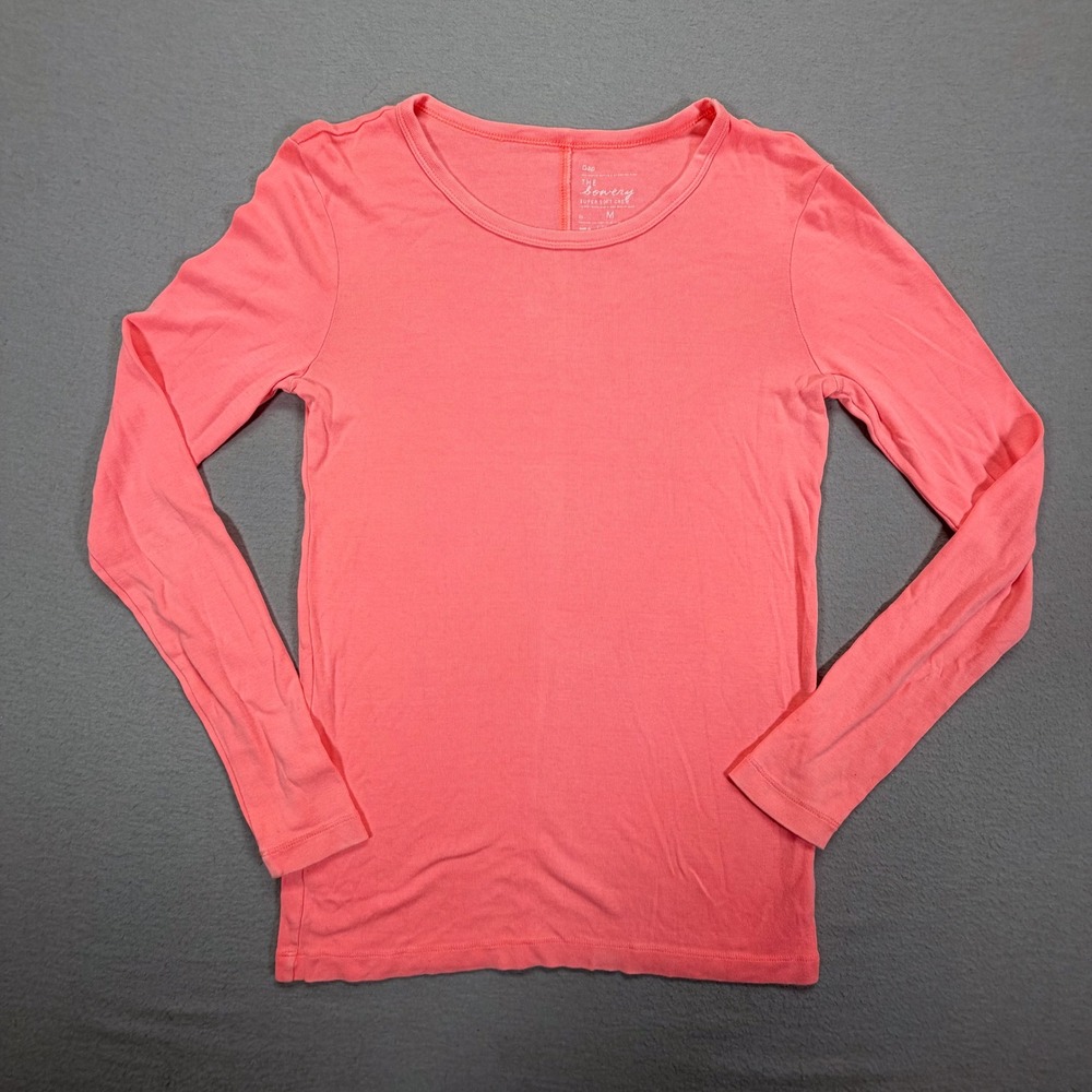 Gap Long Sleeve‎ Top Womens Medium Good Pink Super Soft Pima Cotton Modal Crew